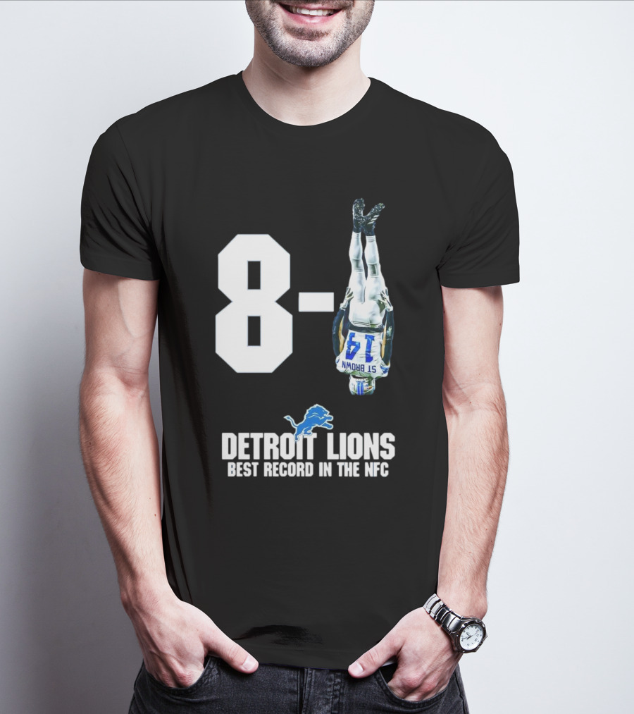 Detroit Lions 8-1 Amon-Ra St. Brown Headstand Celebration Best Record In NFC T-Shirt