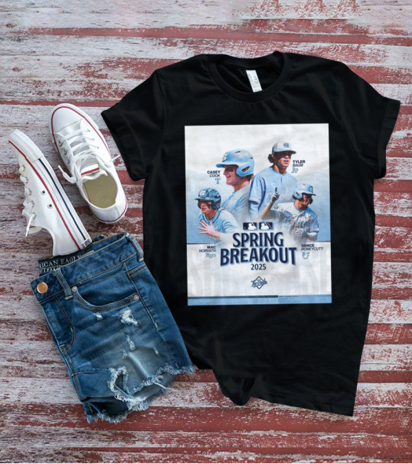 North Carolina Tar Heels Baseball Spring Breakout 2025 Casey Cook Tyler Baum Mac Horvath Vance Honeycutt MLB T-Shirt