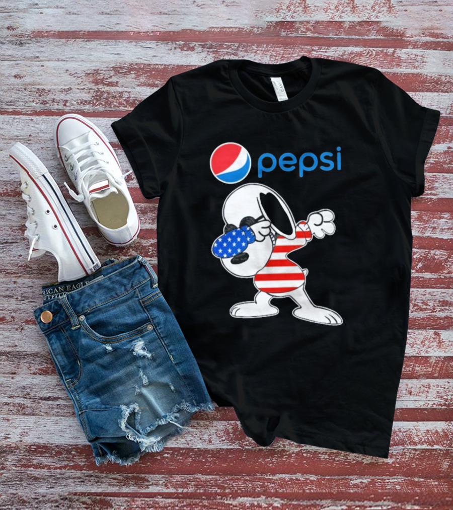 Pepsi Snoopy Dabbing American Flag USA T-Shirt