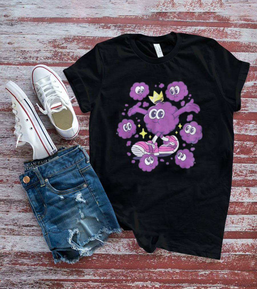 Ranboo Particle Palooza Purple Crowned Character With Sneakers And Sparkles T-Shirt