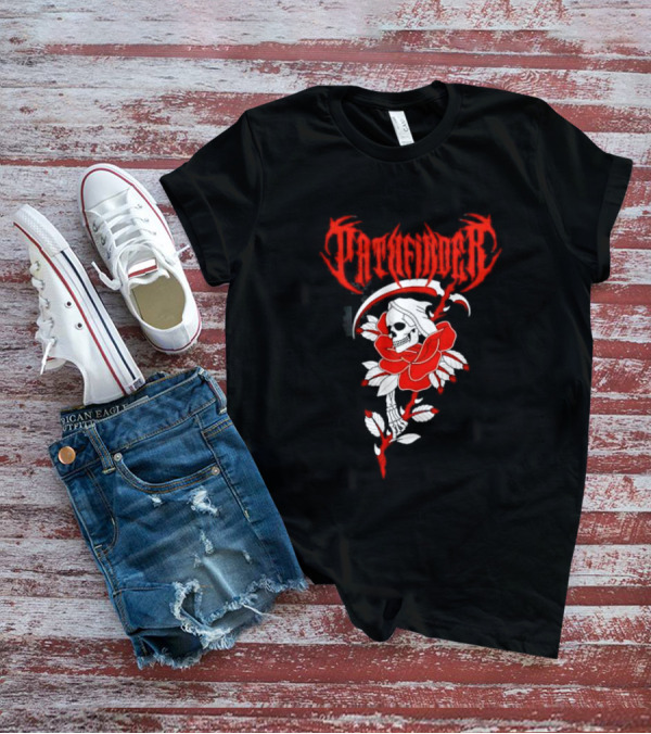 Reaper Skull With Scythe And Red Rose Gothic Aesthetic T-Shirt