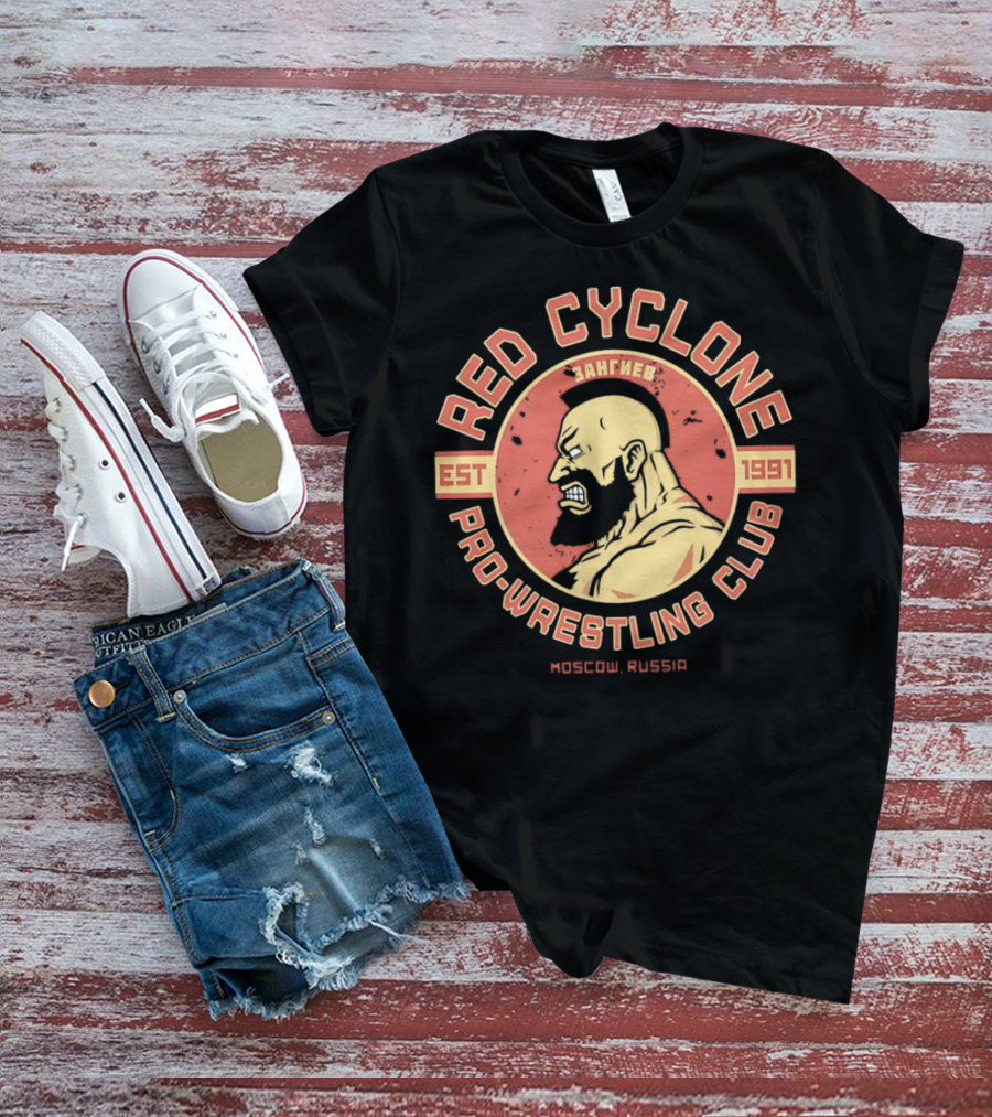 Red Cyclone Zangief Pro Wrestling Club Est 1991 Moscow Russia T-Shirt
