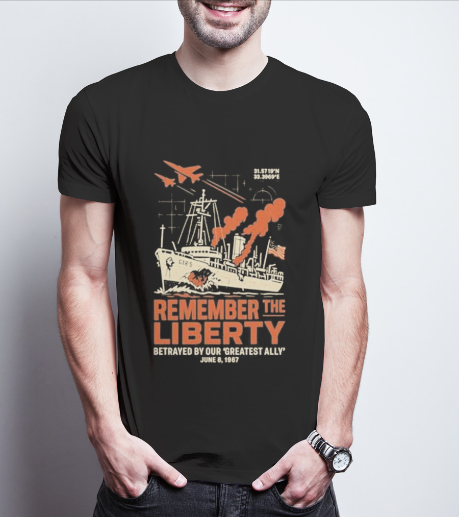 Remember The Liberty Betrayed By Our ‘Greatest Ally’ June 8 1967 With Warship And Planes T-Shirt