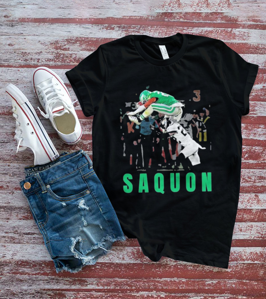 Saquon Reverse Hurdle Eagles Football Action T-Shirt