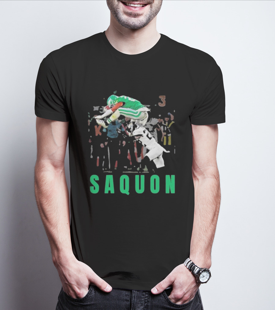 Saquon Reverse Hurdle Eagles Football Action T-Shirt