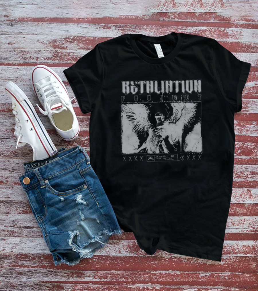 Absolution Project Winged Figure Skull Motif XXXX Fear Retaliation T-Shirt