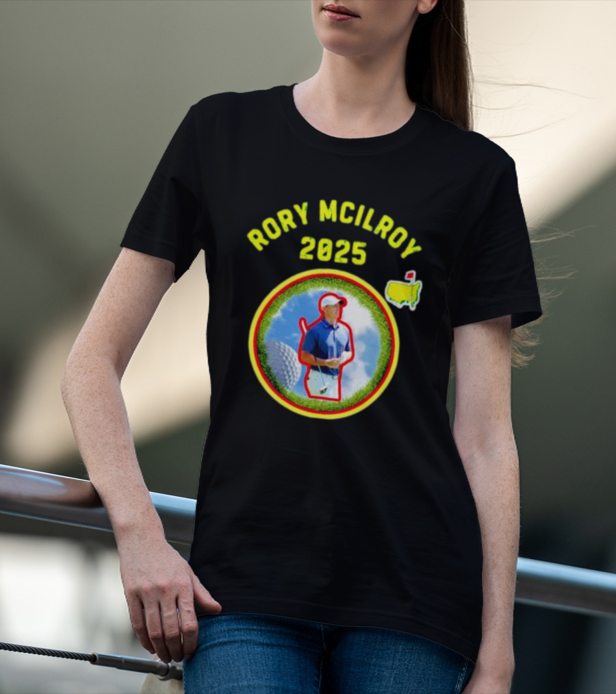 Rory McIlroy 2025 Masters Tournament Vintage Golf Circle Clouds Fairway T-Shirt