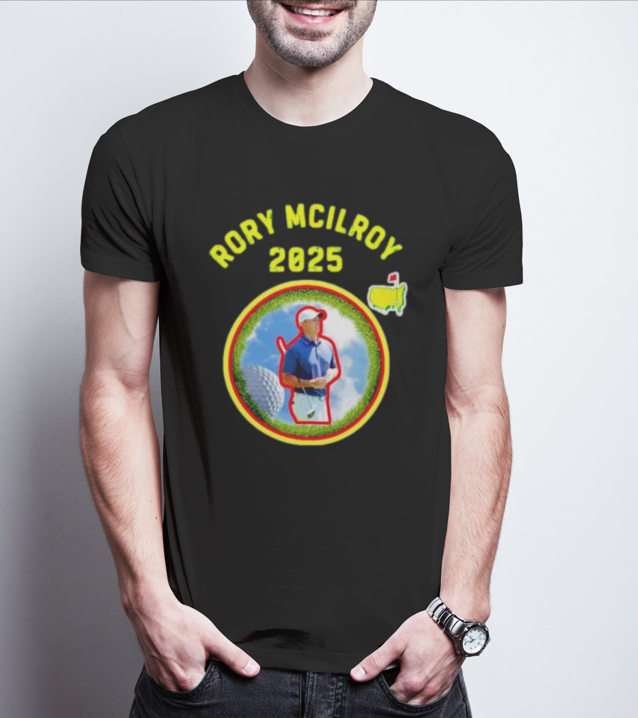 Rory McIlroy 2025 Masters Tournament Vintage Golf Circle Clouds Fairway T-Shirt