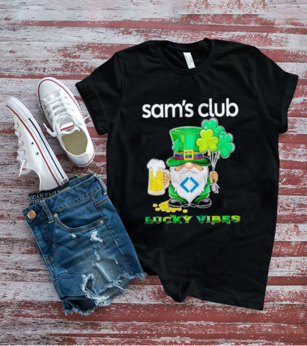 Sam’s Club Lucky Vibes St Patrick’s Day Gnomes Beer Shamrock T-Shirt
