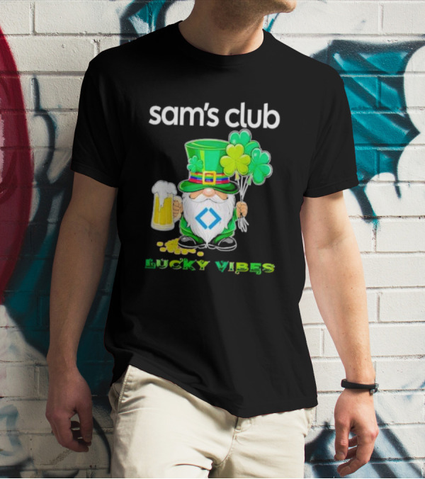 Sam’s Club Lucky Vibes St Patrick’s Day Gnomes Beer Shamrock T-Shirt