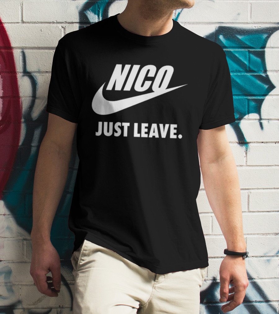 Nico Just Leave Swoosh Parody T-Shirt