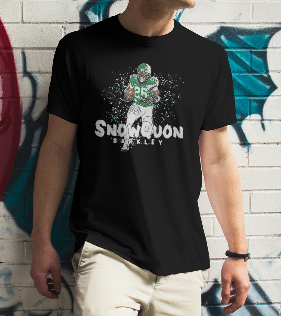 Snowquon Barkley 26 Football Player In Green And White Snow Effect T-Shirt
