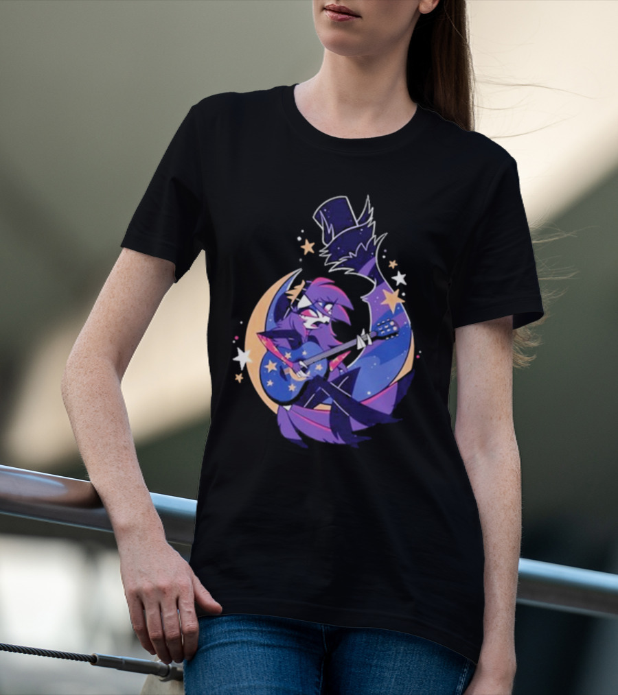 Sharkrobot I Will Be Okay Celestial Guitarist Fox In Top Hat With Stars And Moon T-Shirt