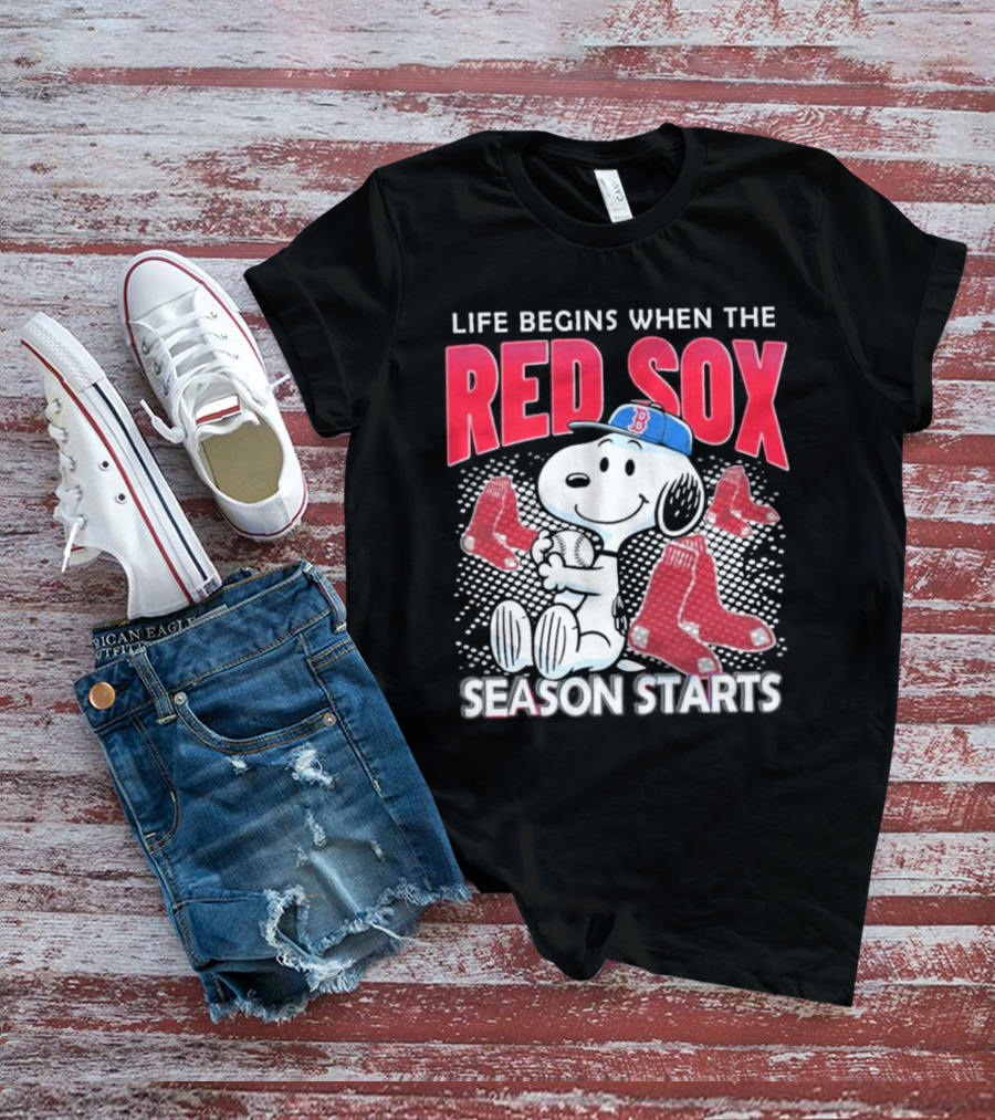 Snoopy Life Begins When The Red Sox Season Starts T-Shirt