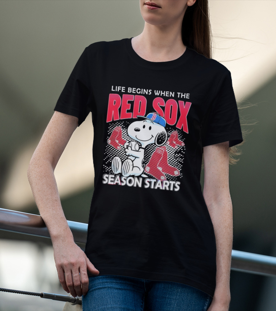 Snoopy Life Begins When The Red Sox Season Starts T-Shirt