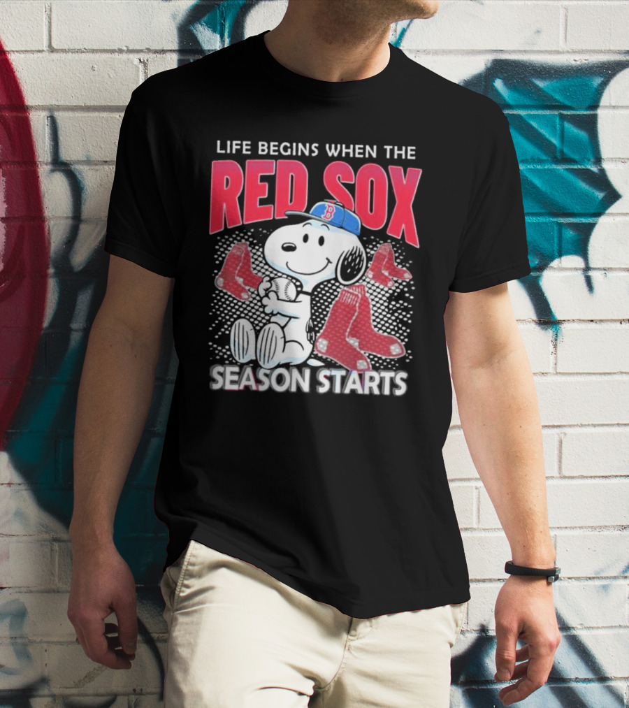 Snoopy Life Begins When The Red Sox Season Starts T-Shirt