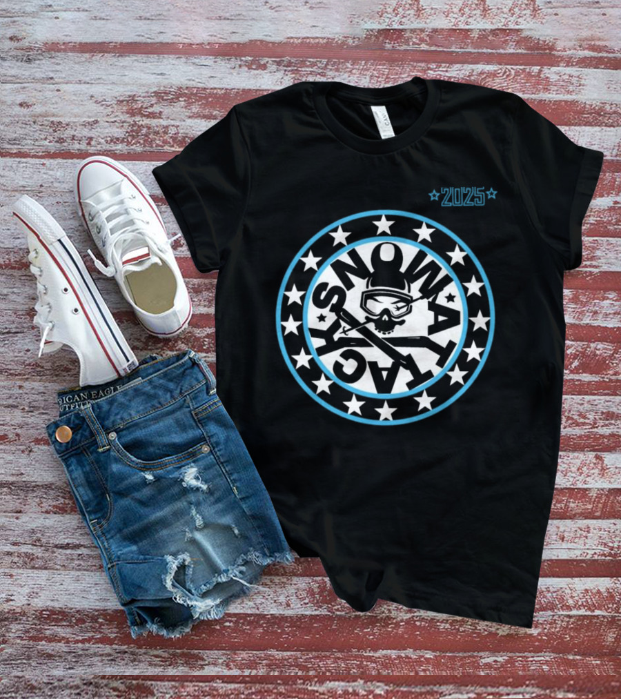 Snowattack Festival 2025 Skull Goggles And Crossed Skis Star Circle T-Shirt