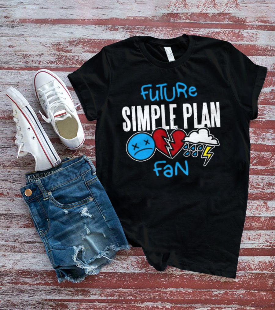 Future Simple Plan Fan With Emojis Of Heart And Lightning Cloud T-Shirt