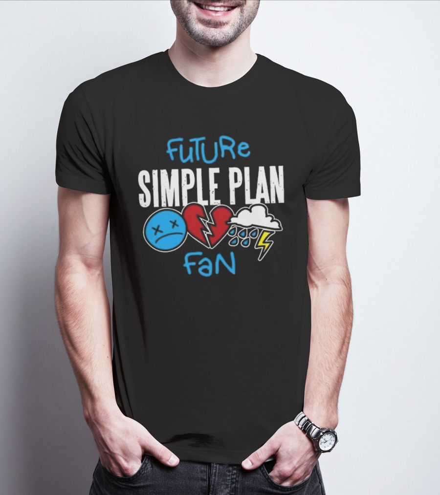 Future Simple Plan Fan With Emojis Of Heart And Lightning Cloud T-Shirt