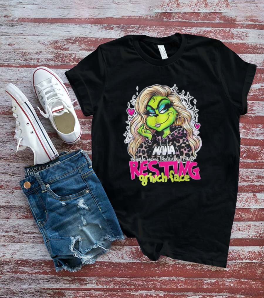 Single Mama Resting Grinch Face With Blonde Hair And Hearts T-Shirt