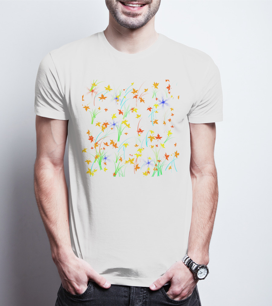 M #019 Colorful Autumn Leaves And Grass T-Shirt