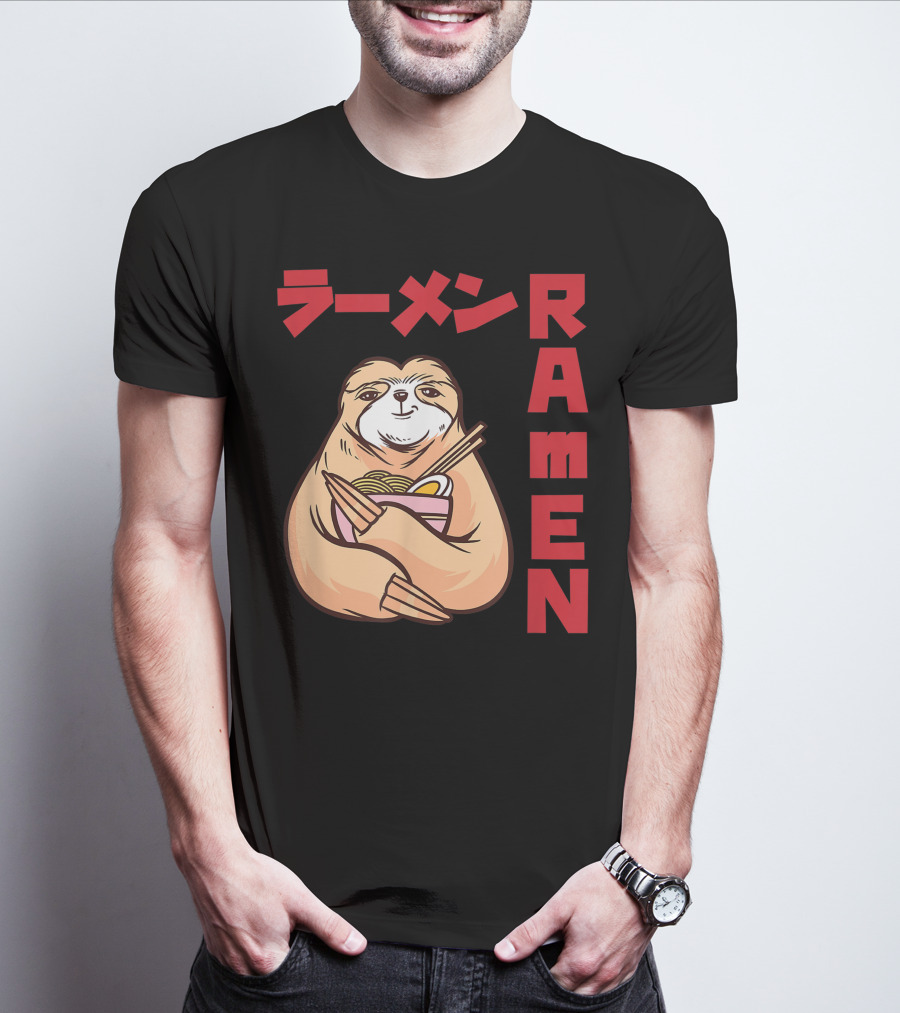 Kawaii Ramen Sloth Anime Noodles Japanese Sketching T-Shirt