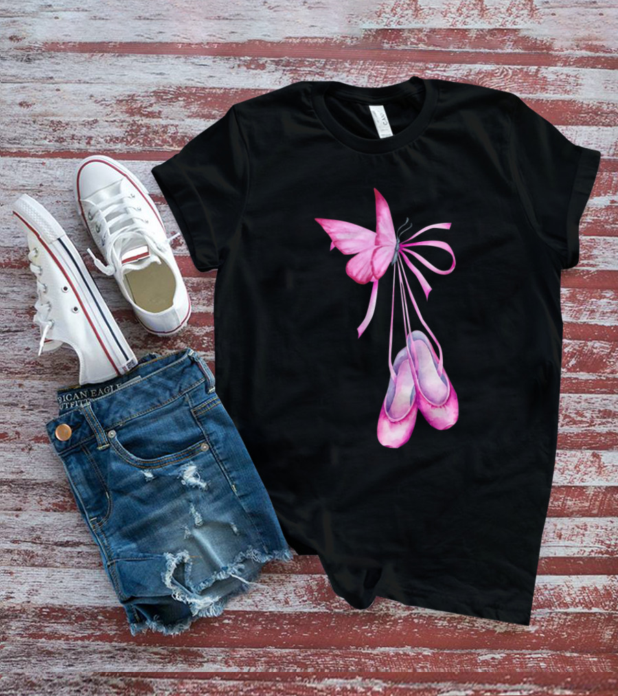 Ballet Shoes Pink Butterfly Ballet T-Shirt