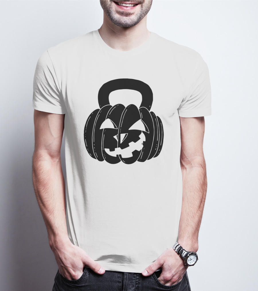Pumpkin Halloween Kettlebell Fitness Jack-O'-Lantern T-Shirt