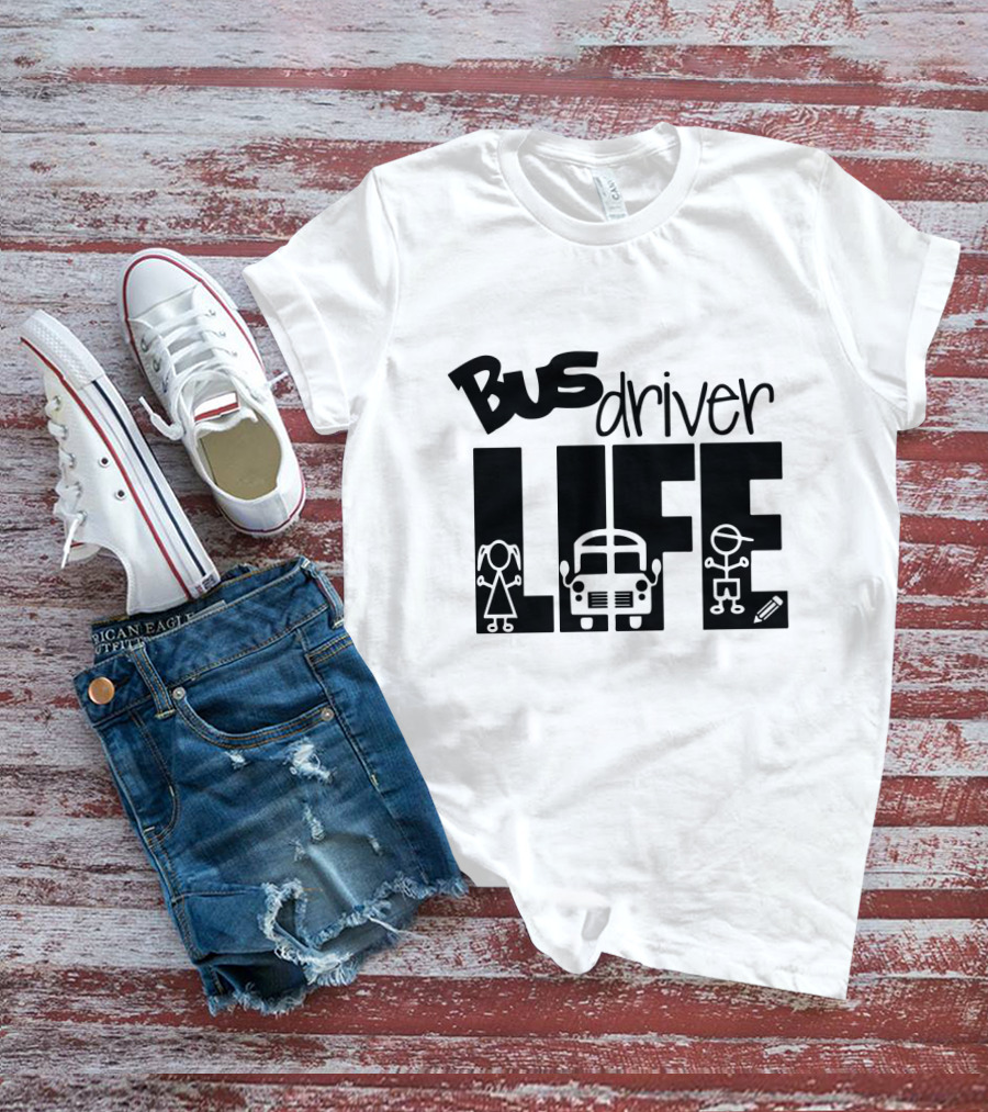Bus Driver Life With Kids And School Bus Elements T-Shirt