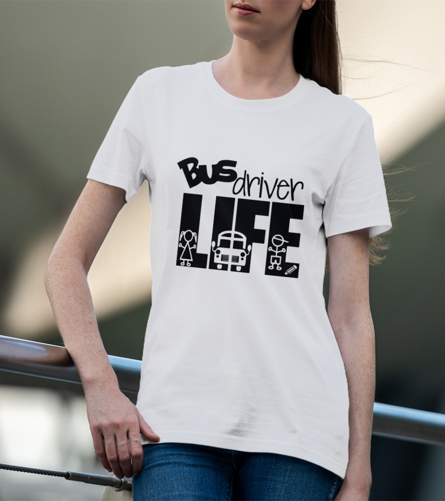 Bus Driver Life With Kids And School Bus Elements T-Shirt