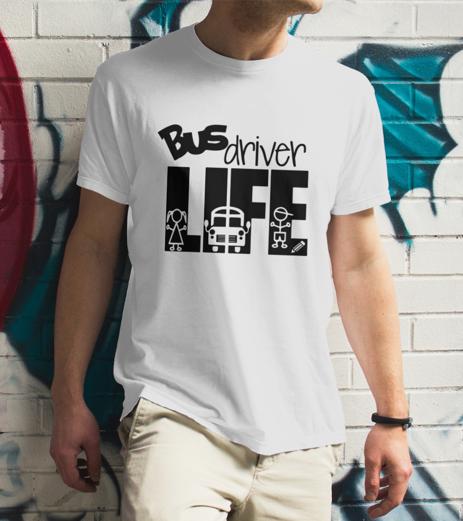 Bus Driver Life With Kids And School Bus Elements T-Shirt