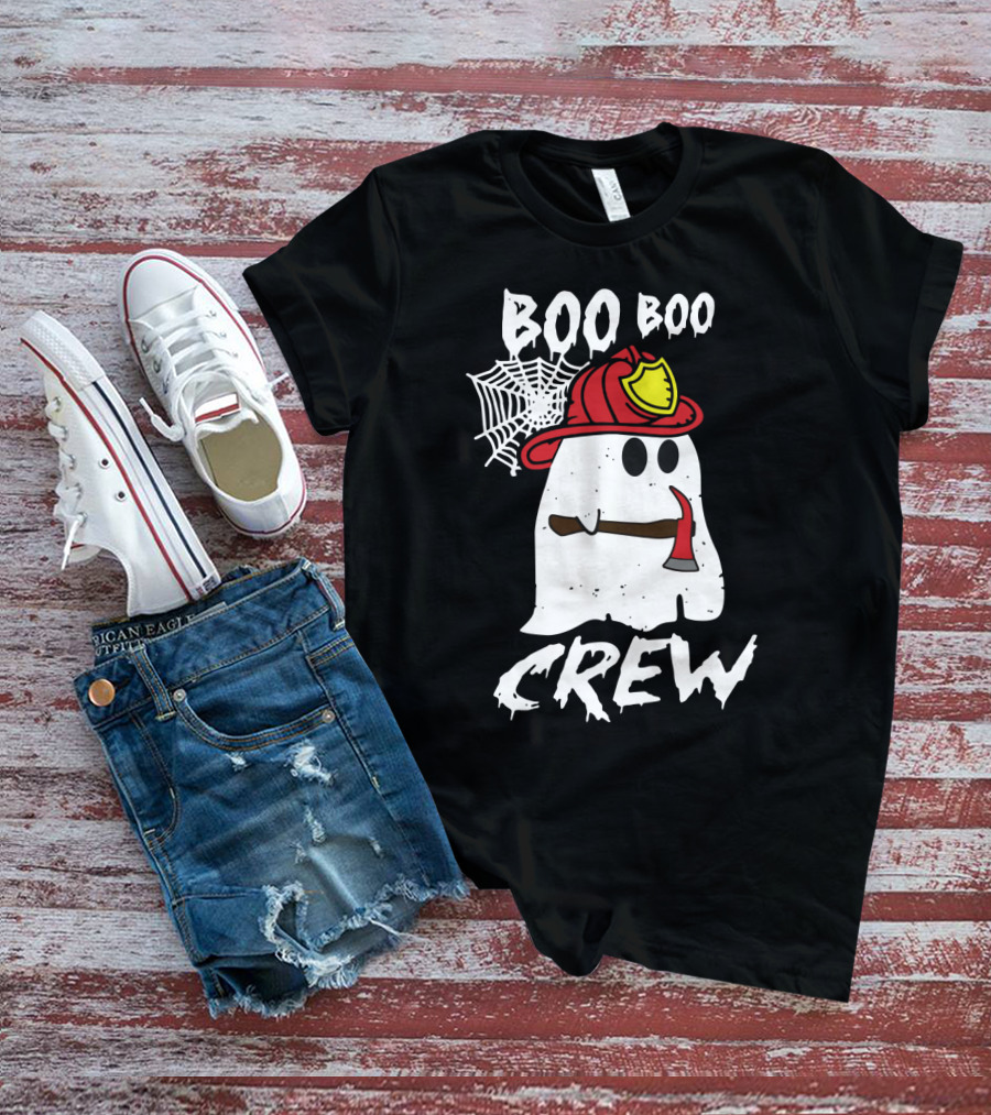Boo Boo Firefighter Crew Ghost With Axe And Helmet T-Shirt