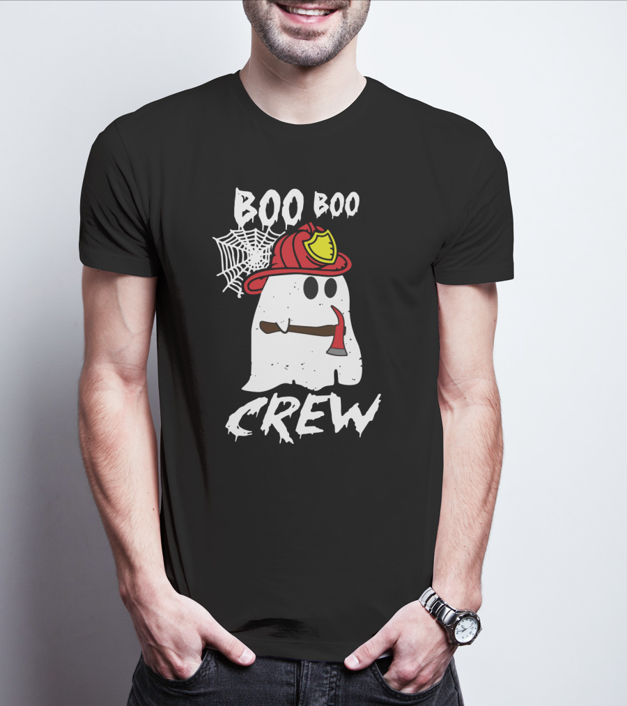 Boo Boo Firefighter Crew Ghost With Axe And Helmet T-Shirt