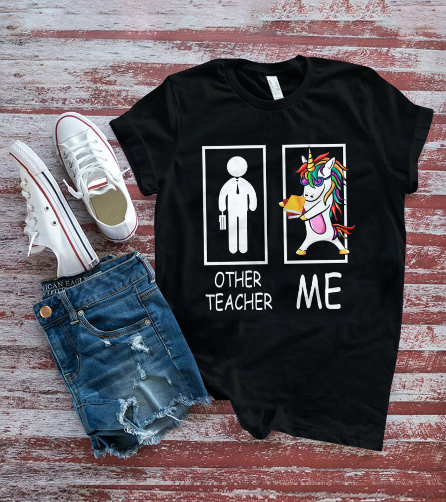 Other Teacher And Me Unicorn Flossing With Rainbow Mane T-Shirt