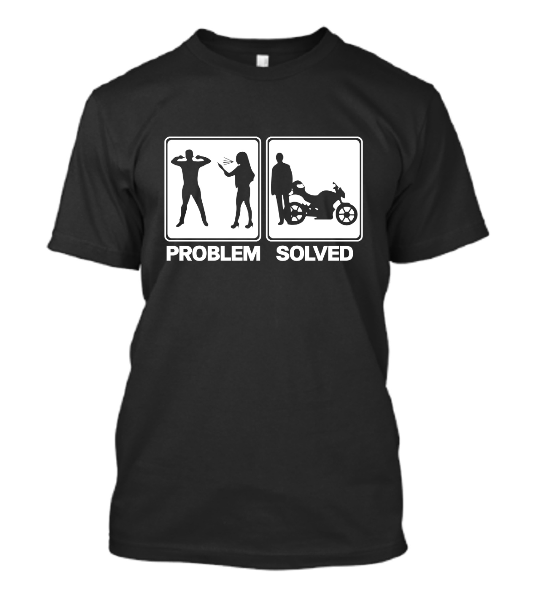 Problem Solved Biker Motorcycle Silhouette Humor T-Shirt