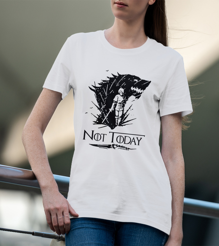 Not Today Sword Character With Direwolf Shadow T-Shirt