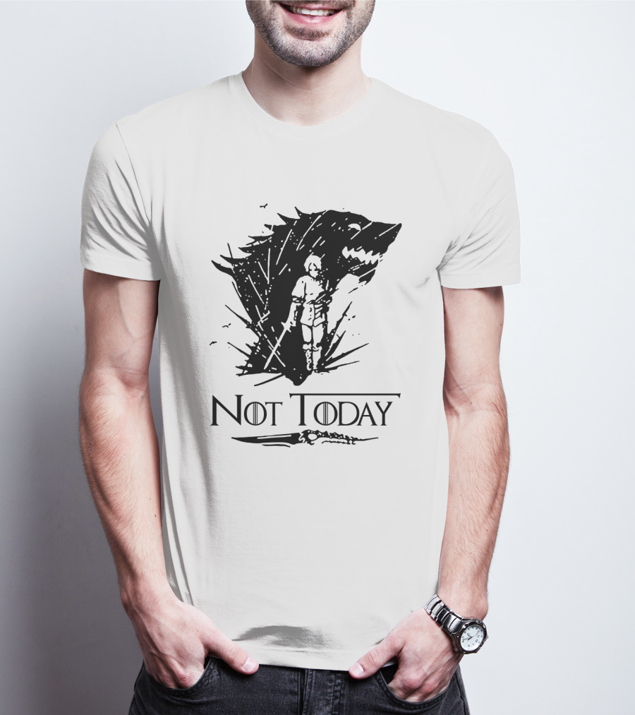 Not Today Sword Character With Direwolf Shadow T-Shirt