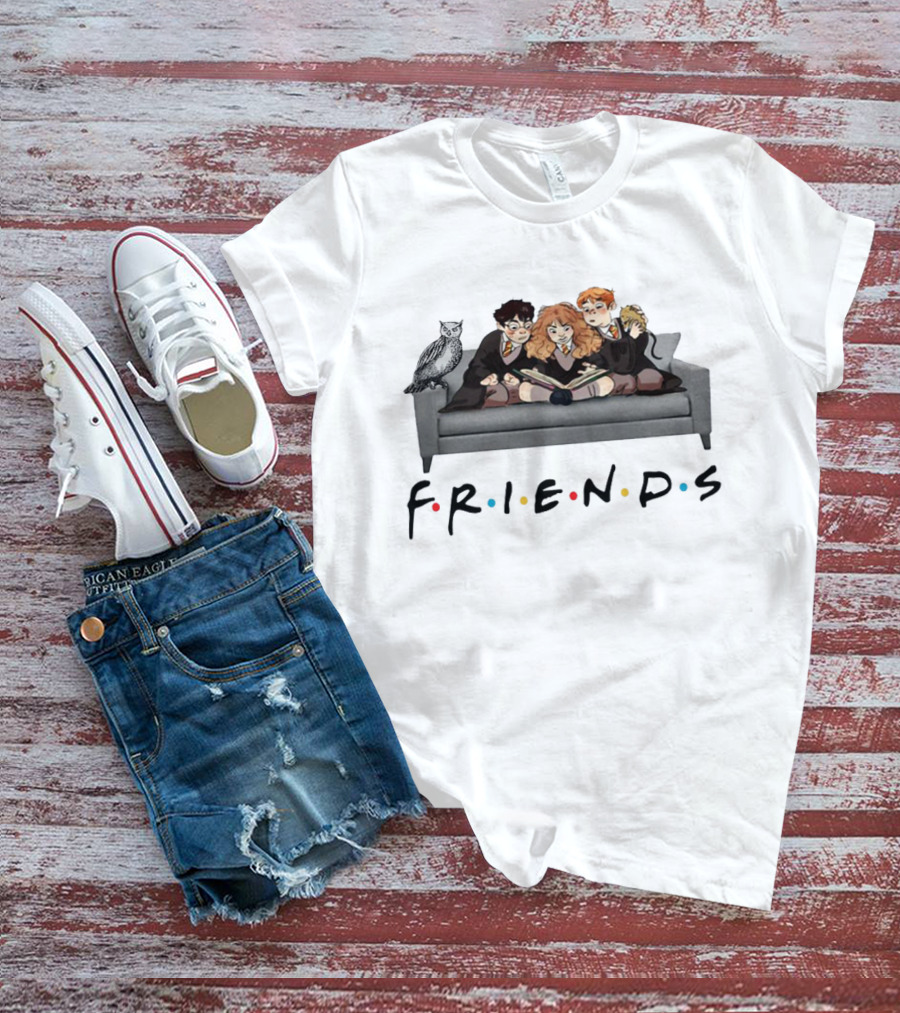 Friends Couch With Wizard Trio And Owl T-Shirt