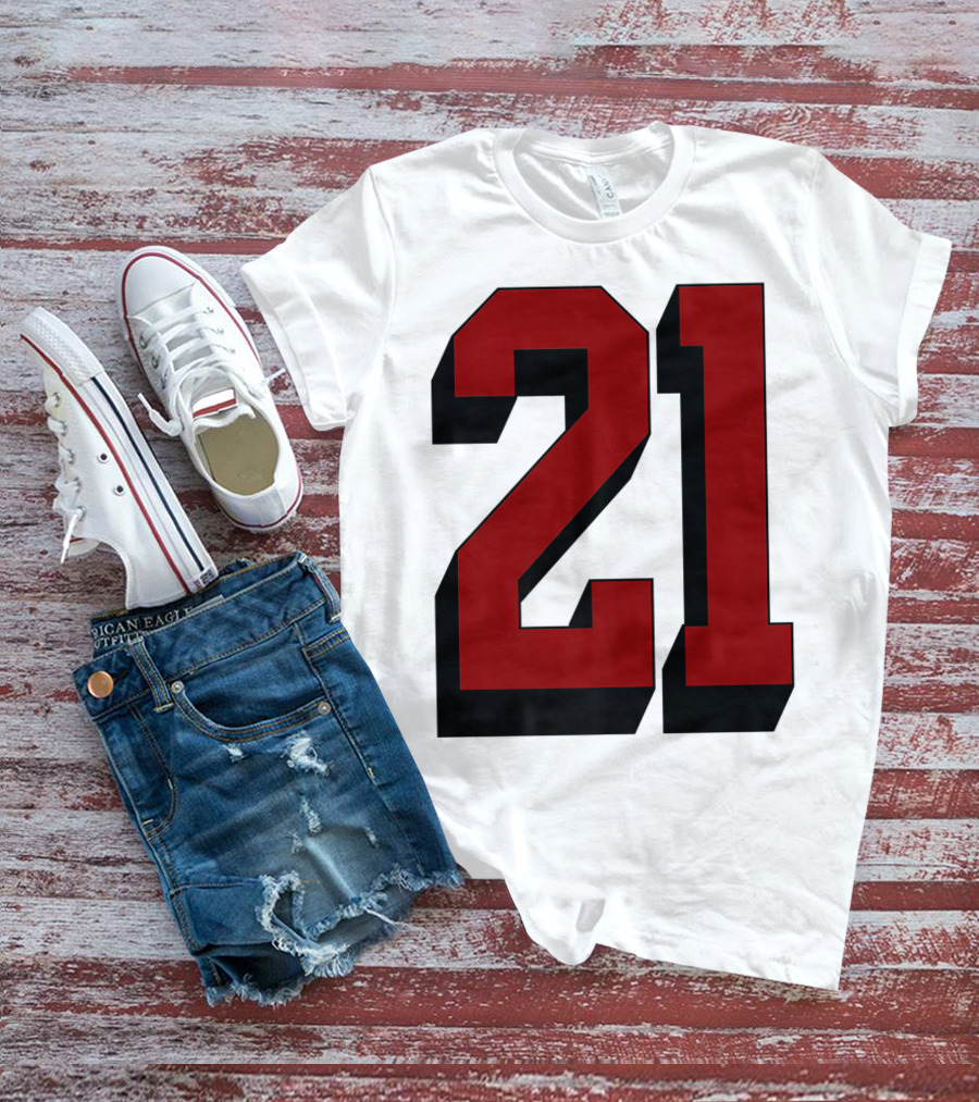 Number 21 Varsity Fan Sports Team White Jersey Premium 21 T-Shirt