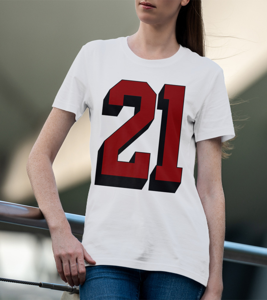 Number 21 Varsity Fan Sports Team White Jersey Premium 21 T-Shirt