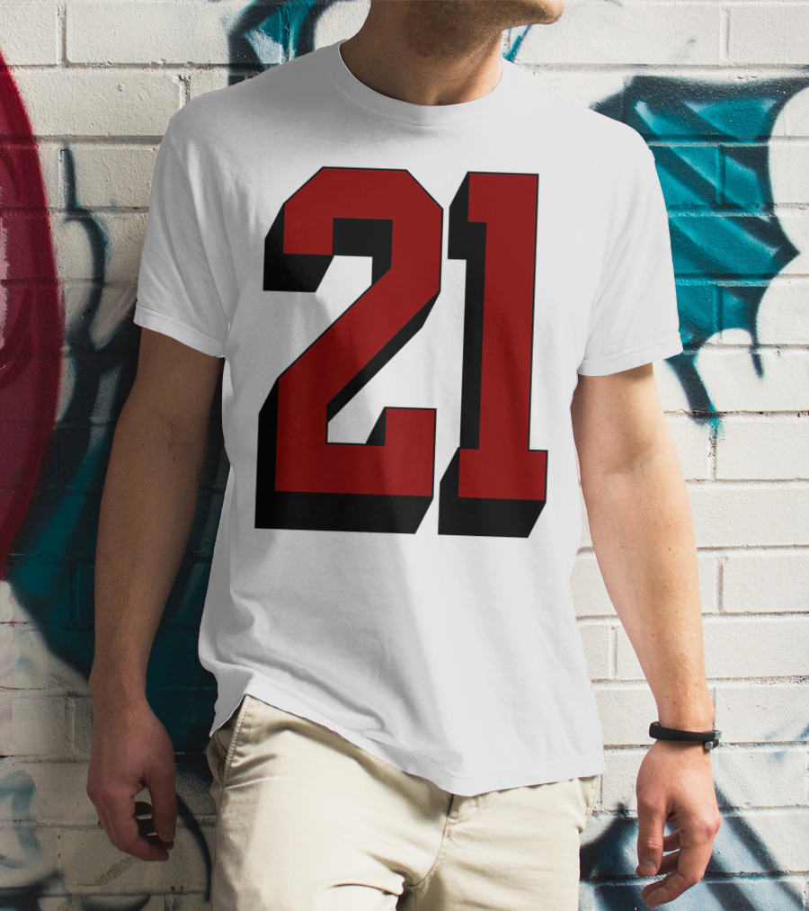 Number 21 Varsity Fan Sports Team White Jersey Premium 21 T-Shirt