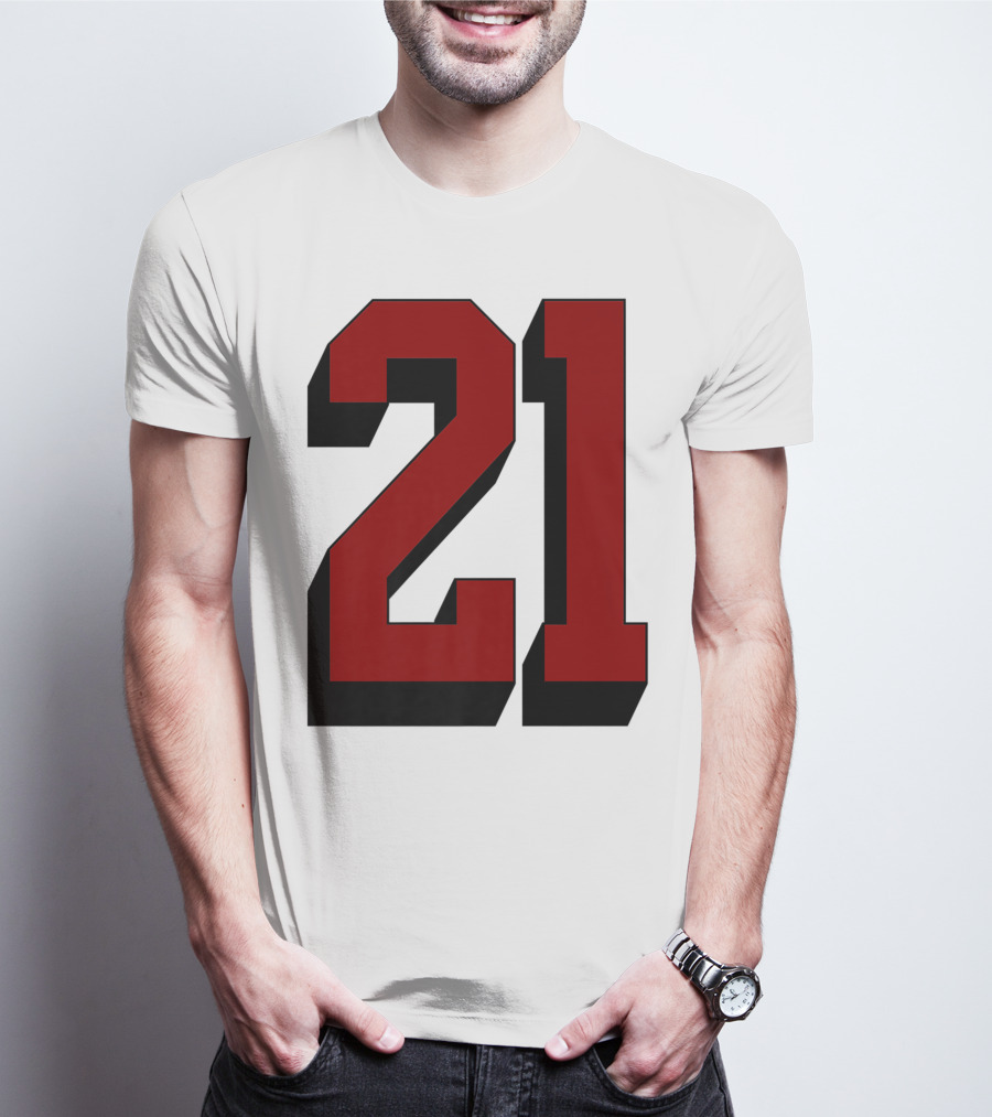 Number 21 Varsity Fan Sports Team White Jersey Premium 21 T-Shirt