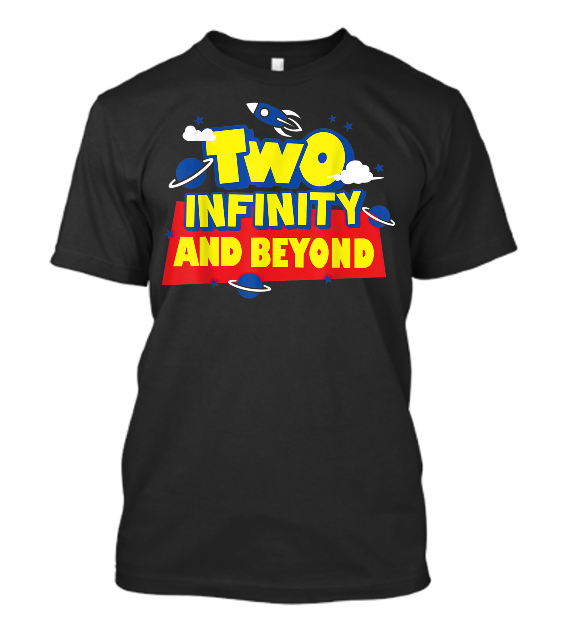 Two Infinity And Beyond 2nd Birthday Rocket And Planets T-Shirt