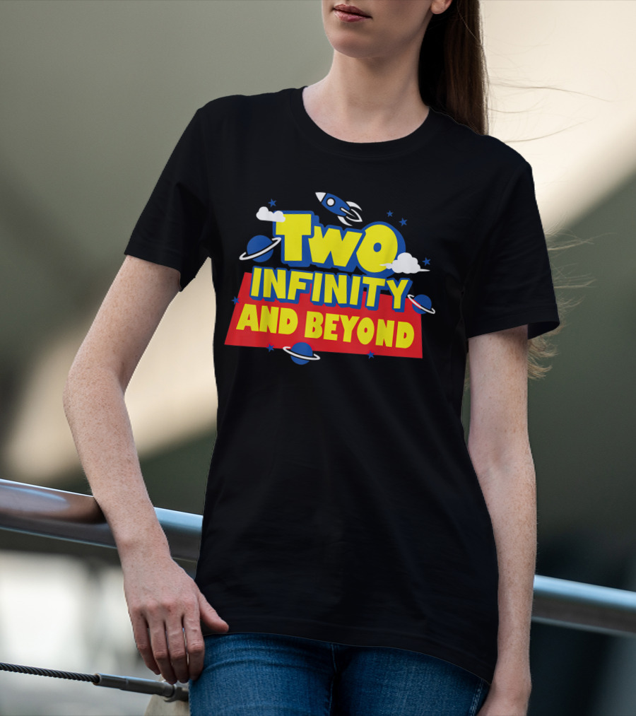 Two Infinity And Beyond 2nd Birthday Rocket And Planets T-Shirt