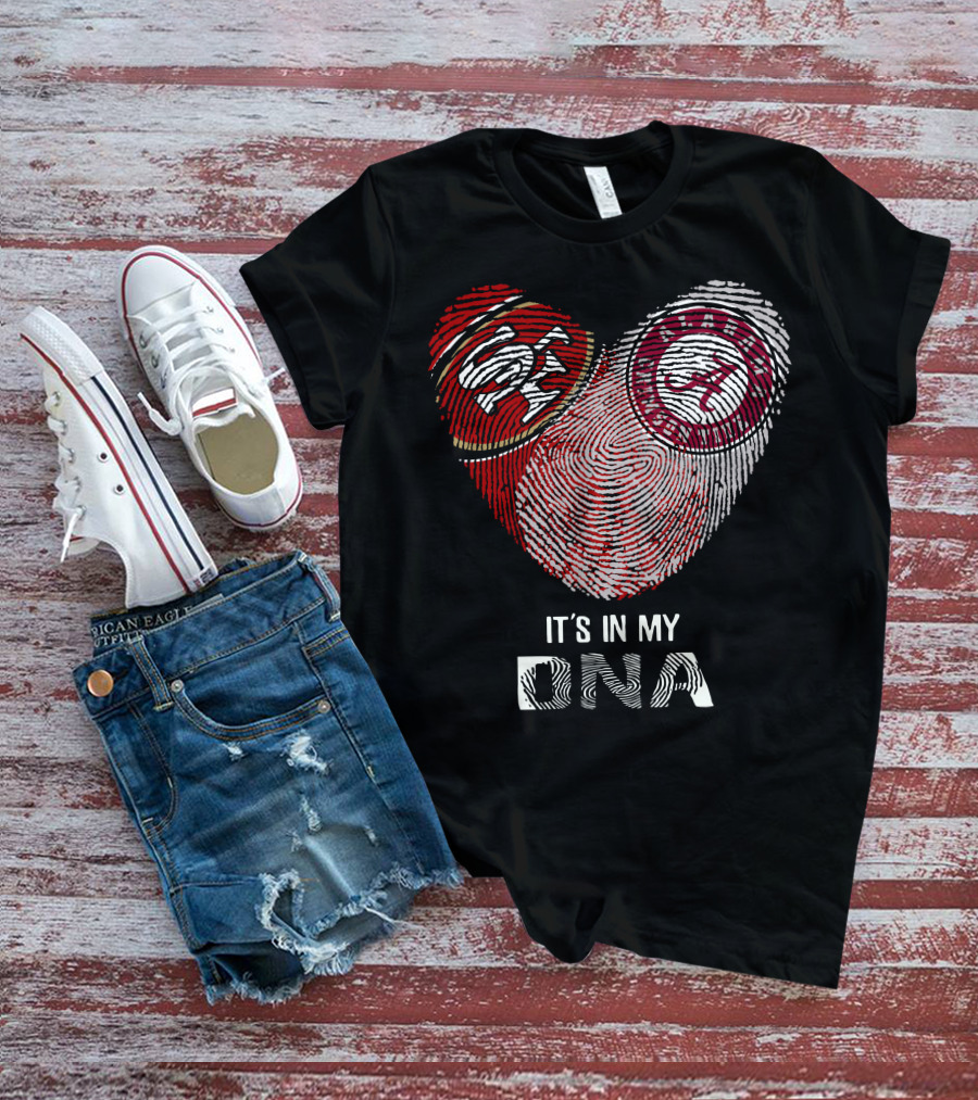 49ers Alabama It's In My Dna Fingerprint Heart T-Shirt