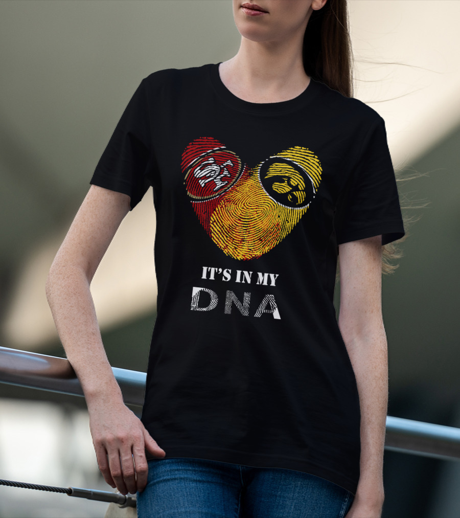 49ers Iowa Hawkeyes Dna Heart Fingerprint T-Shirt