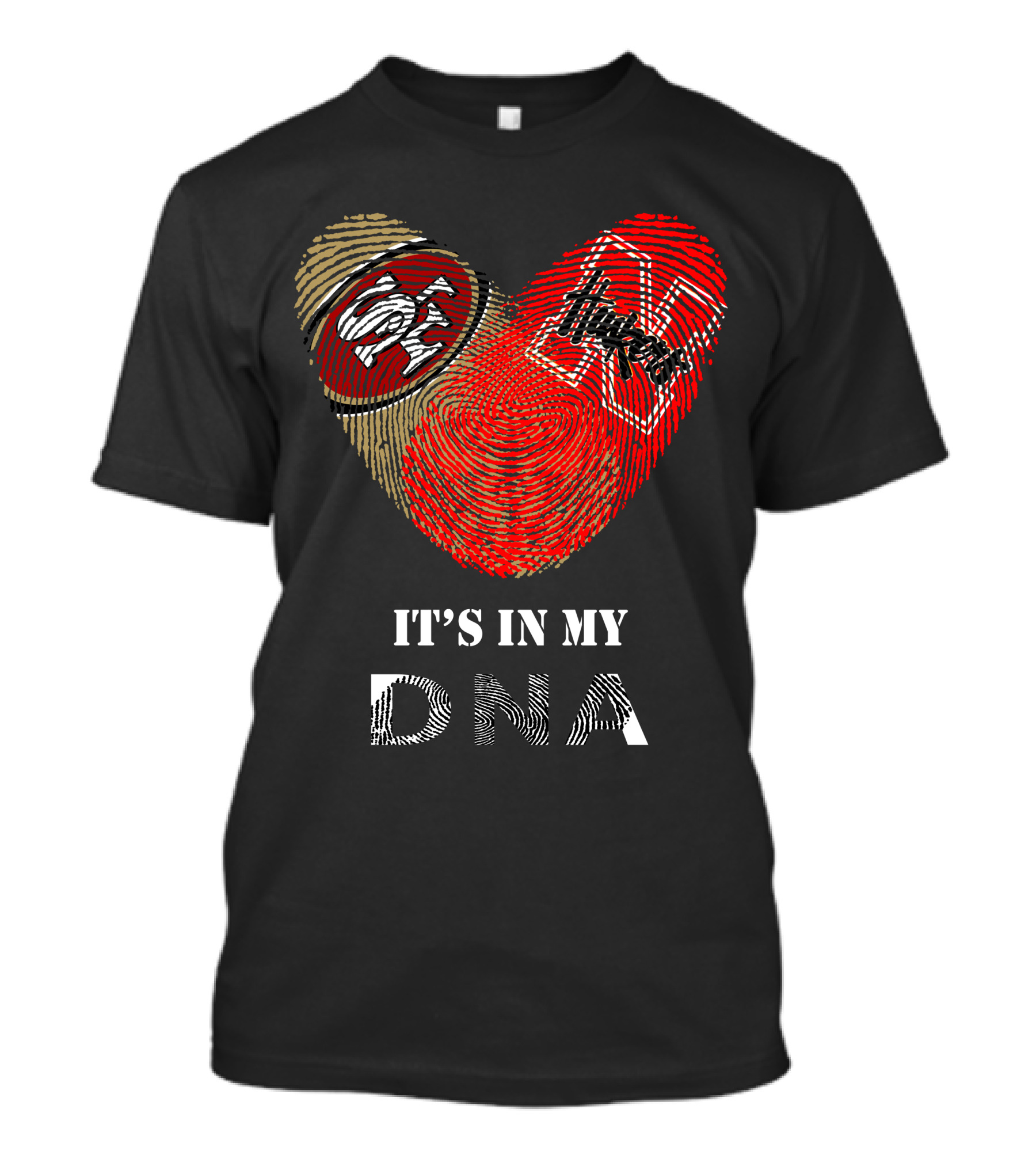 49ers Nebraska Cornhuskers Dna Fingerprint Heart T-Shirt