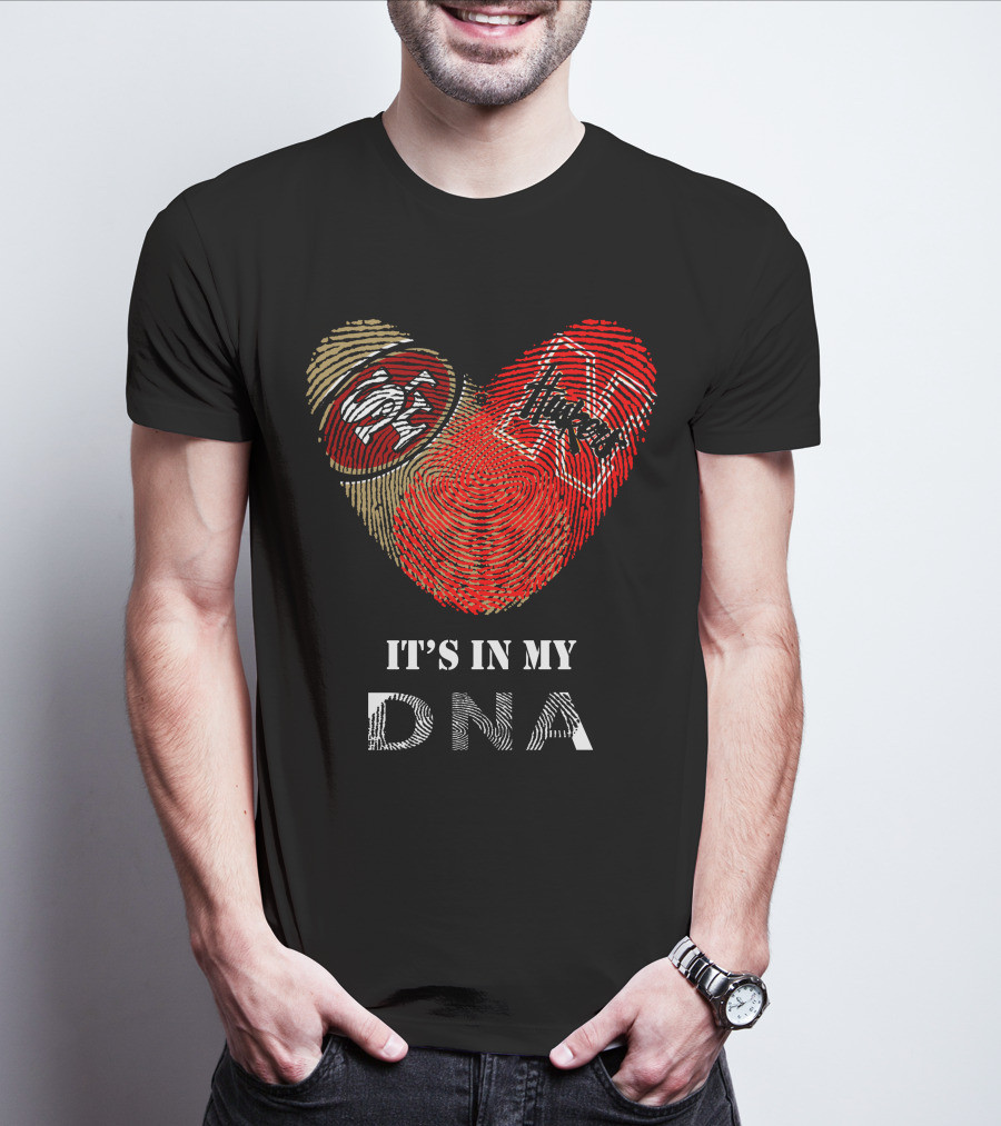 49ers Nebraska Cornhuskers Dna Fingerprint Heart T-Shirt