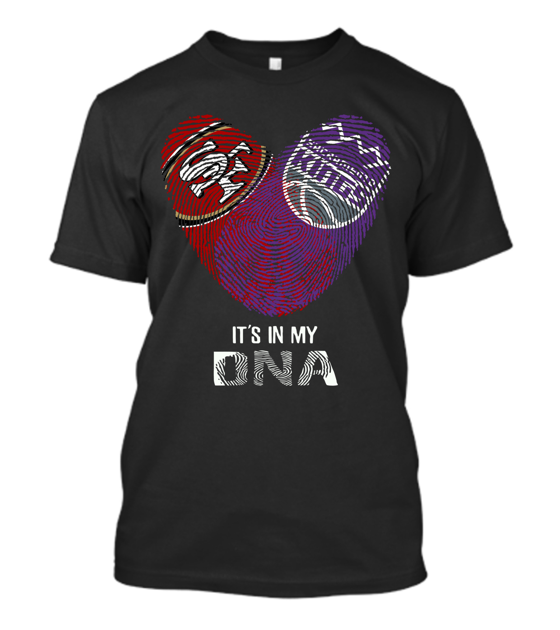 49ers Sacramento Kings It's In My Dna Fingerprint Heart T-Shirt