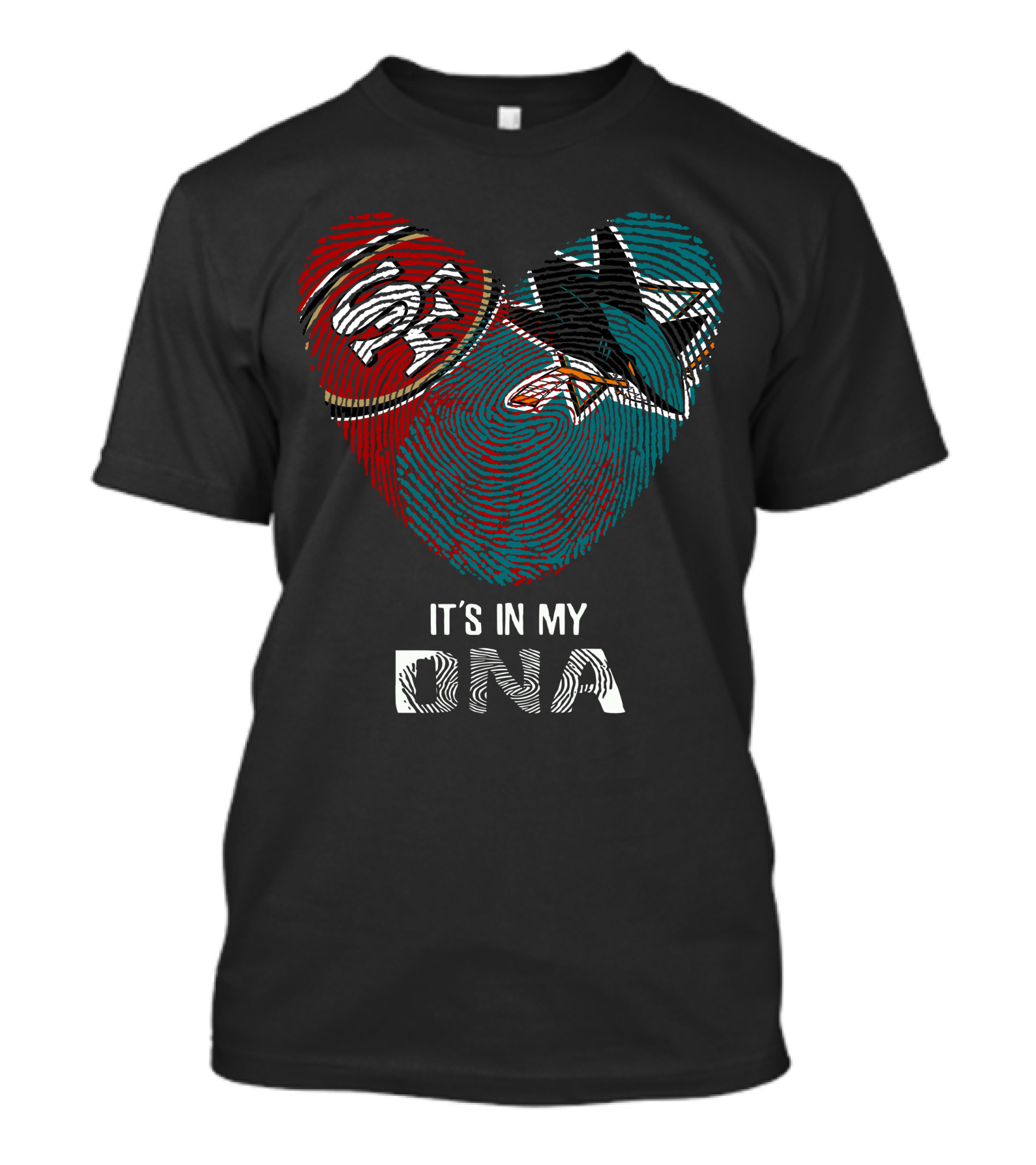 49ers San Jose Sharks Heart Shaped Dna Fingerprint T-Shirt